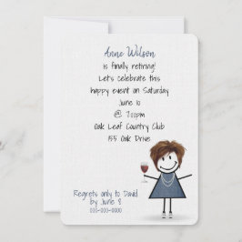 Rente Party Girl mit Weinglas Einladung