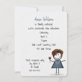 Rente Party Girl mit Weinglas Einladung