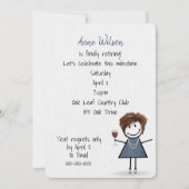 Rente Party Girl mit Weinglas Einladung (Vorderseite)