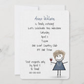 Rente Party Girl mit Weinglas Einladung (Vorderseite)