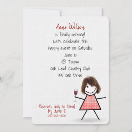 Rente Party Girl mit Weinglas Einladung