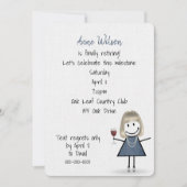 Rente Party Girl mit Weinglas Einladung (Vorderseite)