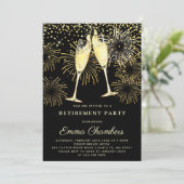 Rente Party Gold Black Glitzer Confetti Invit Einladung (Stehend Vorderseite)