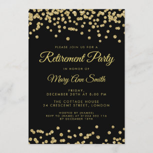 Rente Party Gold Glitzer Confetti Black Einladung