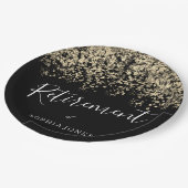 Rente Party Gold Glitzer Confetti Pappteller (Schrägansicht)