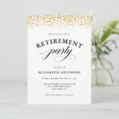 Rente Party Gold Glitzer Script Einladung (Stehend Vorderseite)