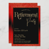 Rente Party Gold Glitzer von Cherry Red Einladung (Vorne/Hinten)