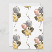Rente Party Gold Rose Gold Balloons Einladung (Rückseite)