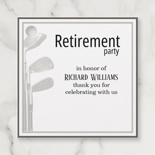 Rente Party Golf Modernes Unternehmen Schwarz-weiß Geschenkanhänger (Vorderseite)