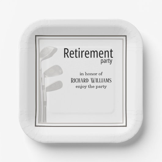 Rente Party Golf Modernes Unternehmen Schwarz-weiß Pappteller (Vorderseite)