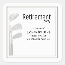 Rente Party Golf Modernes Unternehmen Schwarz-weiß Quadratischer Aufkleber