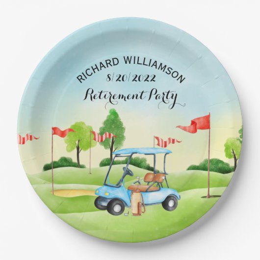 Rente Party Golf Pappteller (Vorderseite)