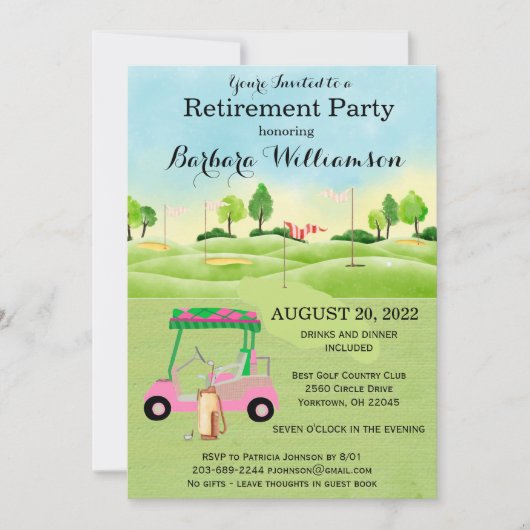 Rente Party Golf Party Einladung (Vorderseite)