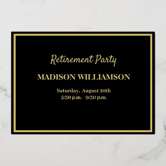 Rente Party Golf Real Gold Folieneinladung (Rückseite)