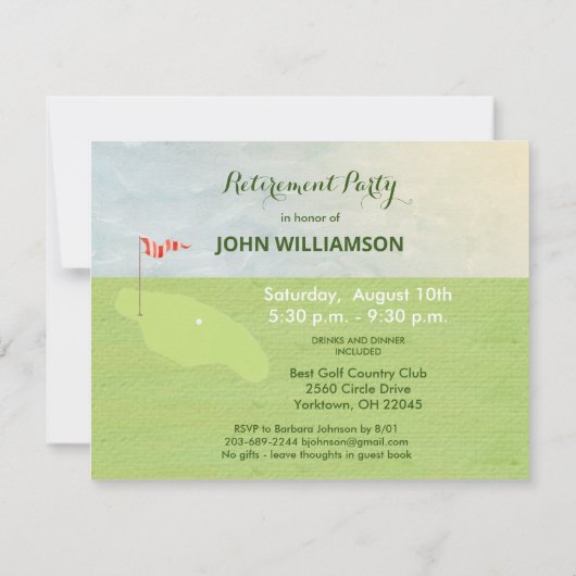 Rente Party Golf Theme Ankündigung (Rückseite)