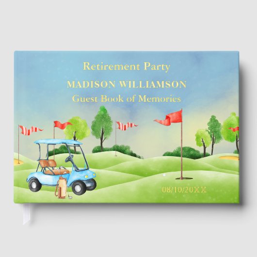 Rente Party Golf Theme Real Gold Unterkunft Gästebuch (Vorderseite)