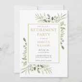 Rente Party Grüne Foliage Foto Einladung (Vorderseite)