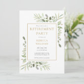 Rente Party Grüne Foliage Foto Einladung (Stehend Vorderseite)