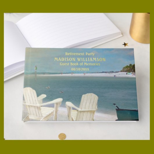 Rente Party Ocean Beach Real Gold Foil Gästebuch