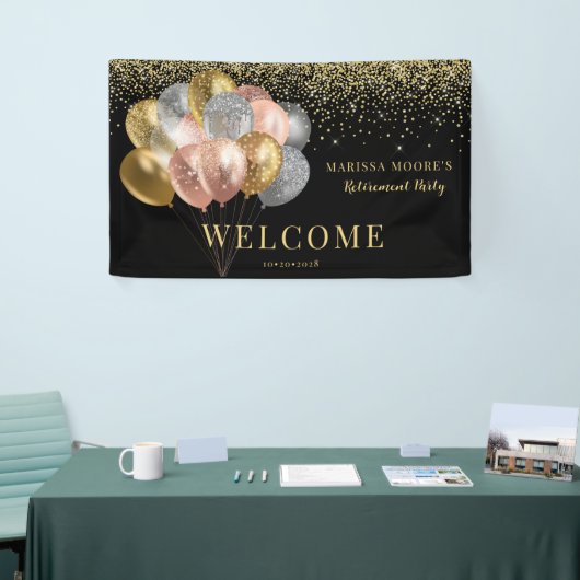 Rente Party Rose Gold Silver Black Banner (Messeveranstaltung)