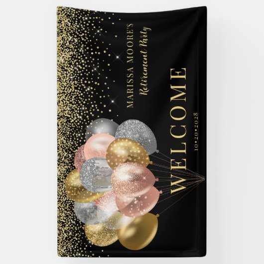 Rente Party Rose Gold Silver Black Banner (Vertikal)