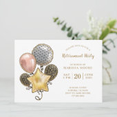 Rente Party Rose Gold Silver Gold Balloons Einladung (Stehend Vorderseite)