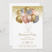 Rente Party Rose Gold Silver Gold Balloons Einladung (Vorne/Hinten)