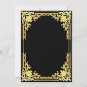Rente Party Schwarz Elegante Imitats Gold Vintag Einladung (Rückseite)