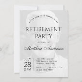 Rente Party Schwarz-Weiß-Transparentes Foto Einladung (Vorderseite)