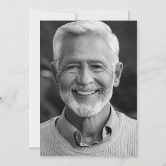 Rente Party Schwarz-Weiß-Transparentes Foto Einladung (Rückseite)