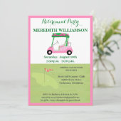 Rente Party Spaß Rosa Green Golf Party Einladung (Stehend Vorderseite)