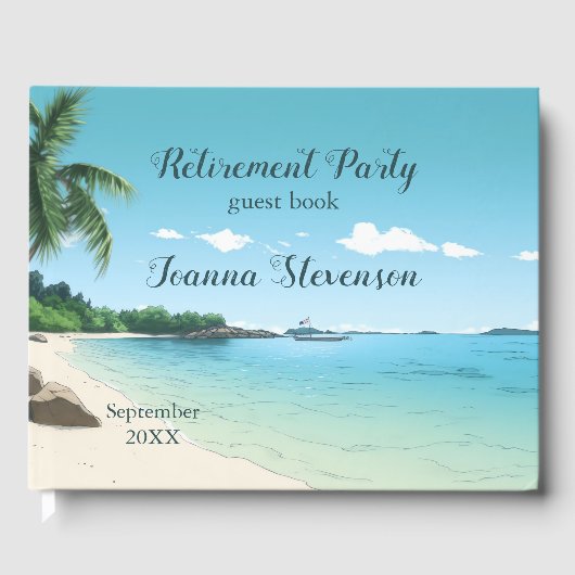 Rente Party Tropical Beach Palm Bäume Gästebuch (Vorderseite)