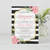 Rente Party Watercolor Floral Gold Glitzer Einladung (Stehend Vorderseite)