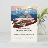 Rente Retro Classic Car Theme Einladung (Stehend Vorderseite)
