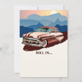 Rente Retro Classic Car Theme Einladung (Rückseite)