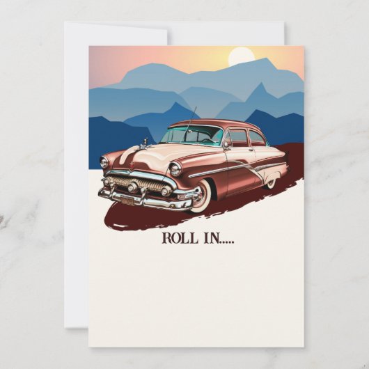 Rente Retro Classic Car Theme Einladung (Rückseite)