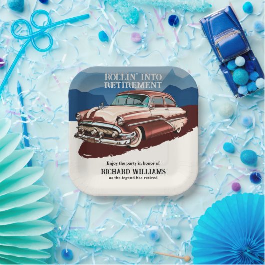 Rente Retro Classic Car Theme Pappteller (Party)