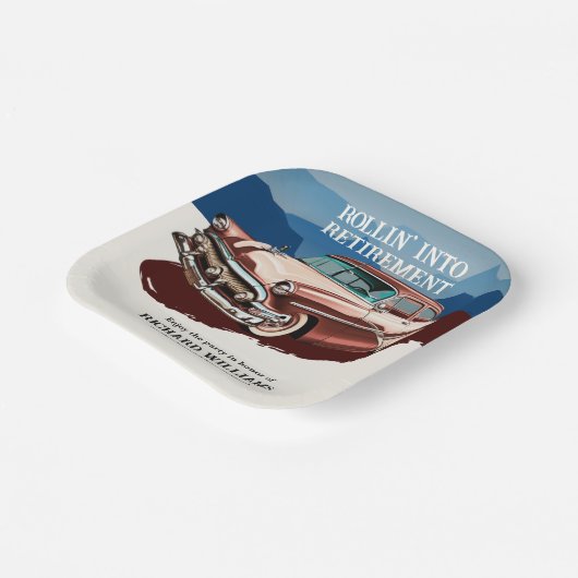 Rente Retro Classic Car Theme Pappteller (Gewinkelt)