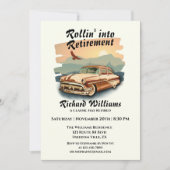 Rente Retro klassische Auto Wüste Sonnenuntergang Einladung (Vorderseite)