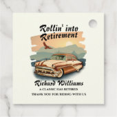 Rente Retro klassische Auto Wüste Sonnenuntergang Geschenkanhänger (Rückseite)