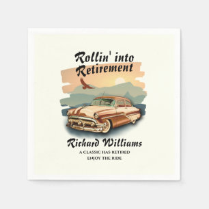 Rente Retro klassische Auto Wüste Sonnenuntergang Serviette