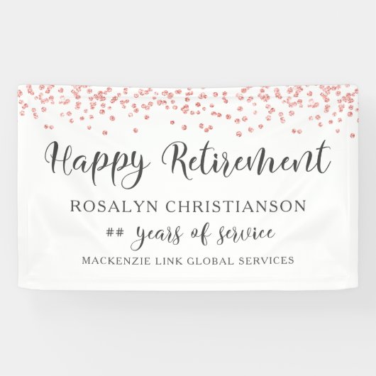 Rente Rose Gold Glitzer Confetti Script Banner (Horizontal)