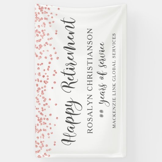Rente Rose Gold Glitzer Confetti Script Banner (Vertikal)