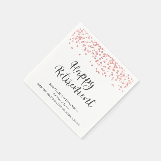 Rente Rose Gold Glitzer Confetti Script Serviette (Ecke)