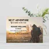 Rente Wandern Nächstes Abenteuer auf der Straße Einladung (Stehend Vorderseite)