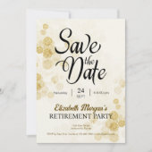 Renten Party Gold Confetti Save the Date Einladung (Vorderseite)