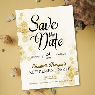 Renten Party Gold Confetti Save the Date Einladung
