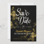 Renten Party Gold Confetti Save the Date Einladung (Vorderseite)