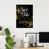 Renten Party Gold Confetti Save the Date Poster (Heimbüro)