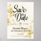 Renten Party Gold Confetti Save the Date Poster (Vorne)